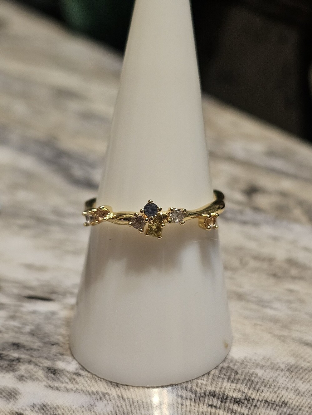 Beautiful Gold Plated Colorful CZ Ring Size 8